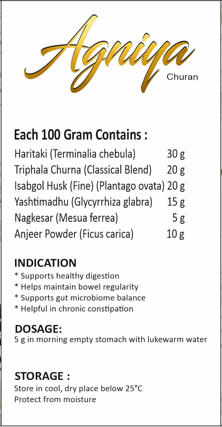 Agniya Churan - Premium Gut Metabolic Balance Formula | 100% Natural Ayurvedic Digestive Powder