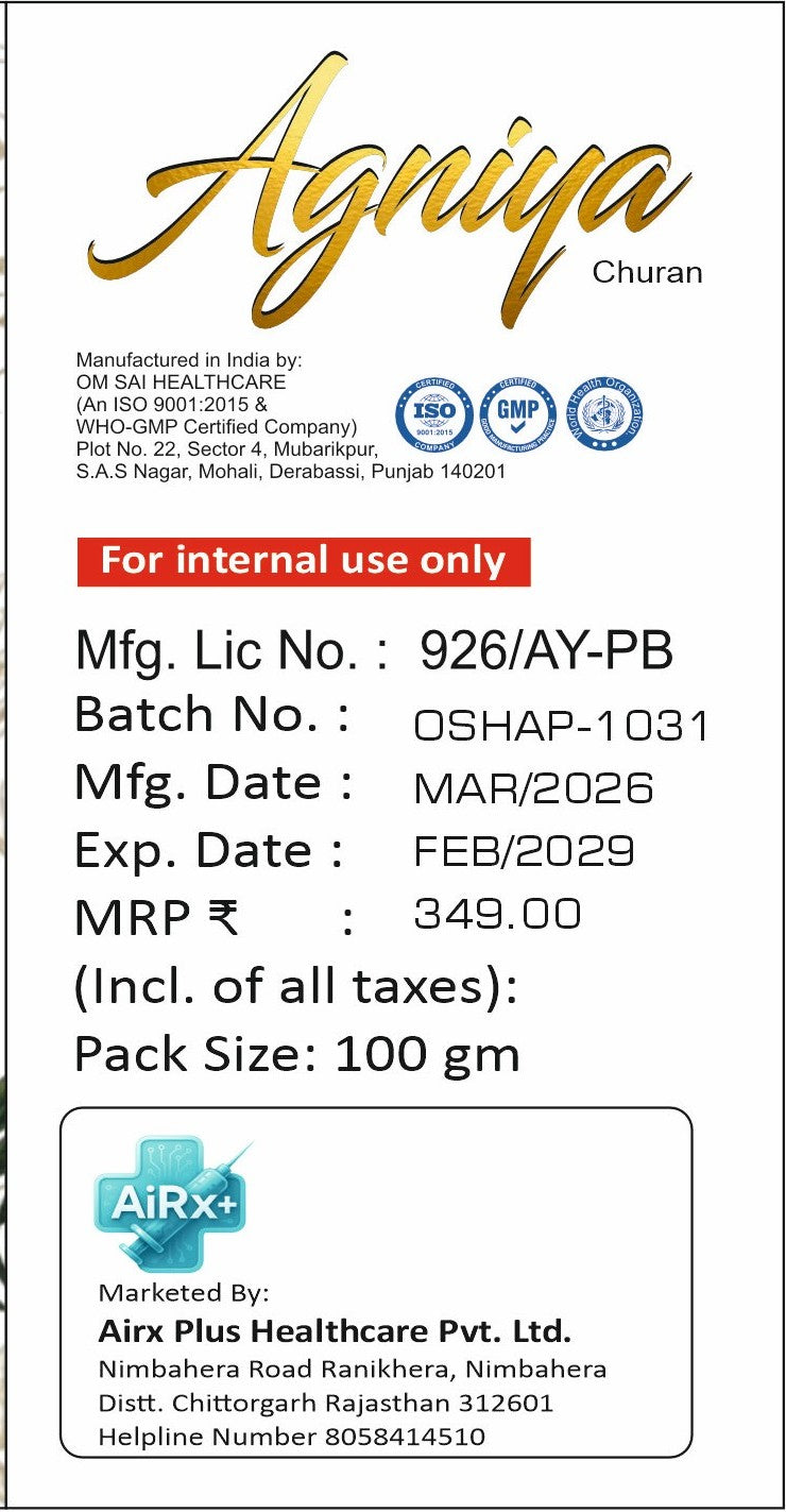 Agniya Churan - Premium Gut Metabolic Balance Formula | 100% Natural Ayurvedic Digestive Powder