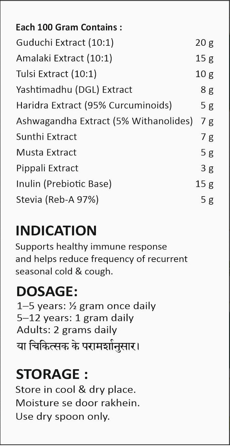 AiRx+ Immuniva Churna - Advanced Seasonal Immune Support Formula | 100% Natural Ayurvedic Medicine for Cold & Cough Relief | 100gm