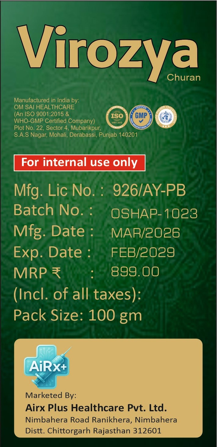AiRx+ Virozya Churan - Ayurvedic Men's Wellness & Vitality Booster | 100gm
