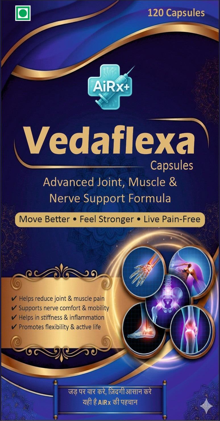 Vedaflexa Complete Joint & Nerve Care Combo (Capsule + Churna + 2x Pain Oil)