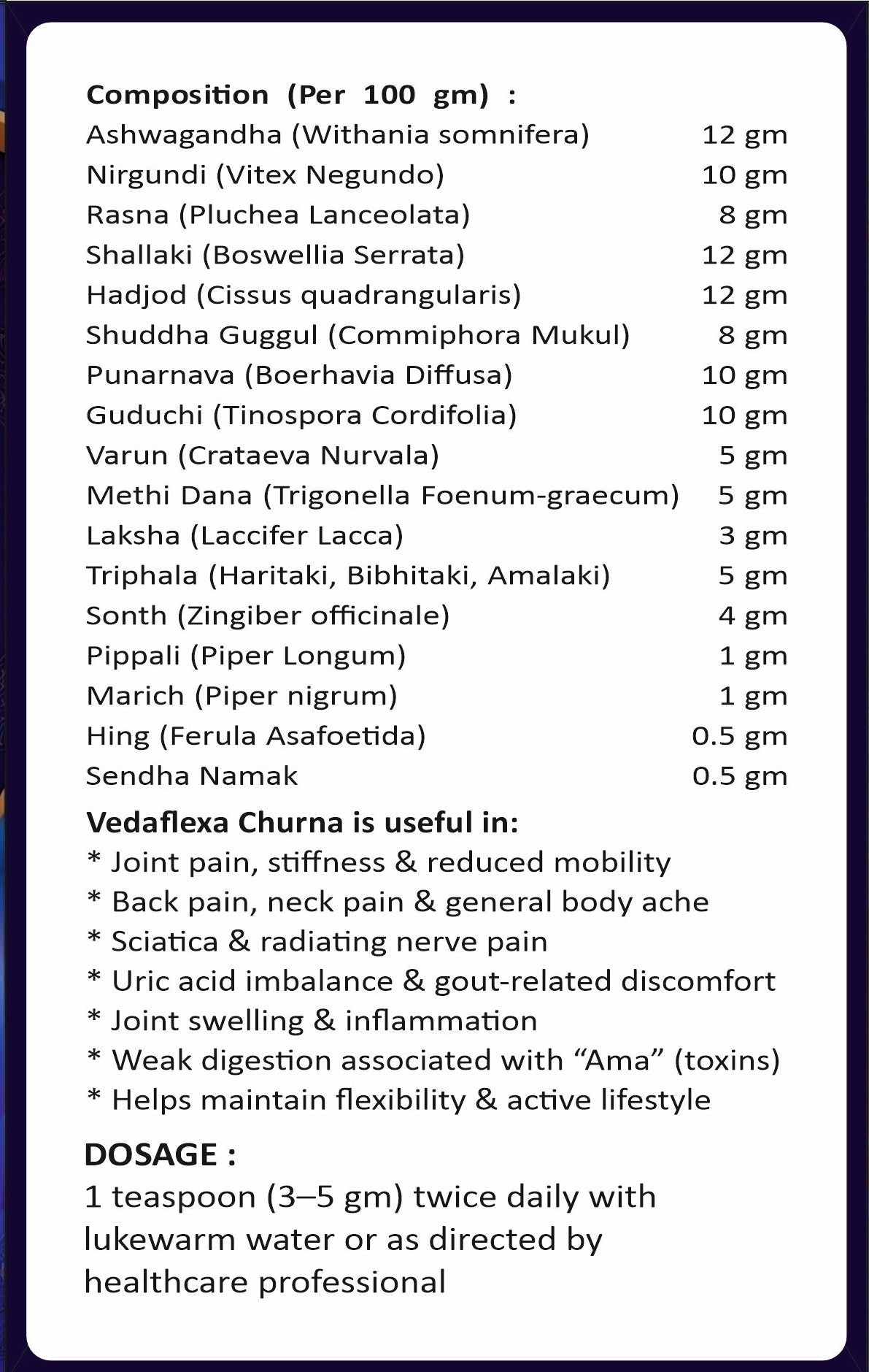 Vedaflexa Complete Joint & Nerve Care Combo (Capsule + Churna + 2x Pain Oil)