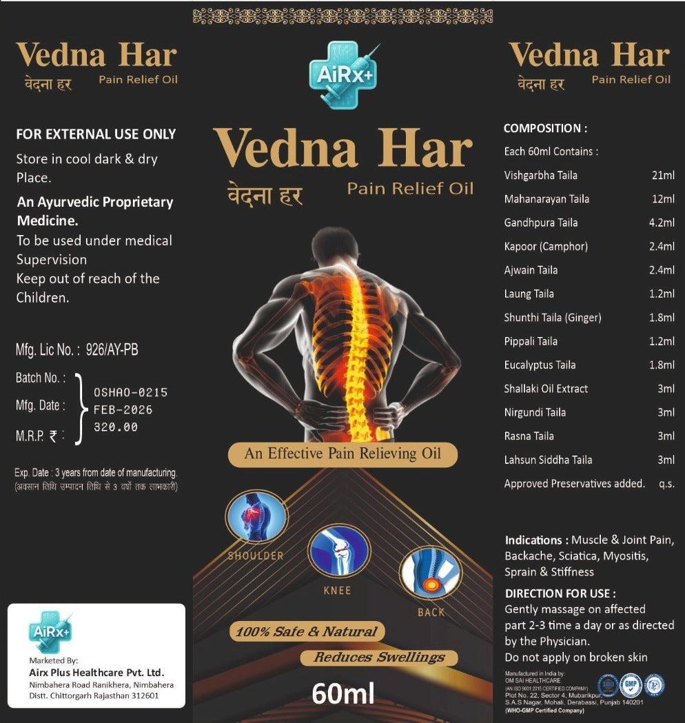 Vedaflexa Complete Joint & Nerve Care Combo (Capsule + Churna + 2x Pain Oil)
