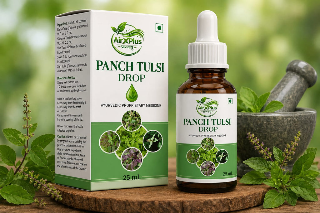 AirX Plus Panch Tulsi Drop – 5 Tulsi Ki Shakti Ek Bottle Mein | Immunity Booster | 25ml